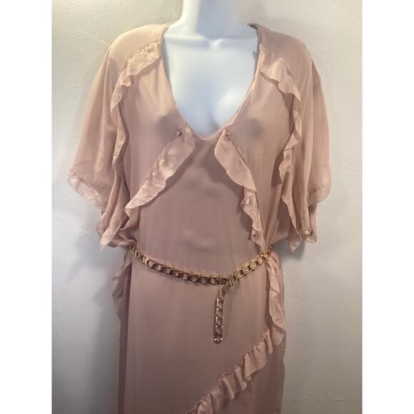 Chic Beige Maxi Dress with Ruffle Accents - Picture 7 of 9